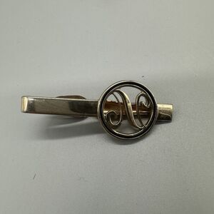 Vintage Tie Clip Monogram Letter N Initials Tie Bar Clip